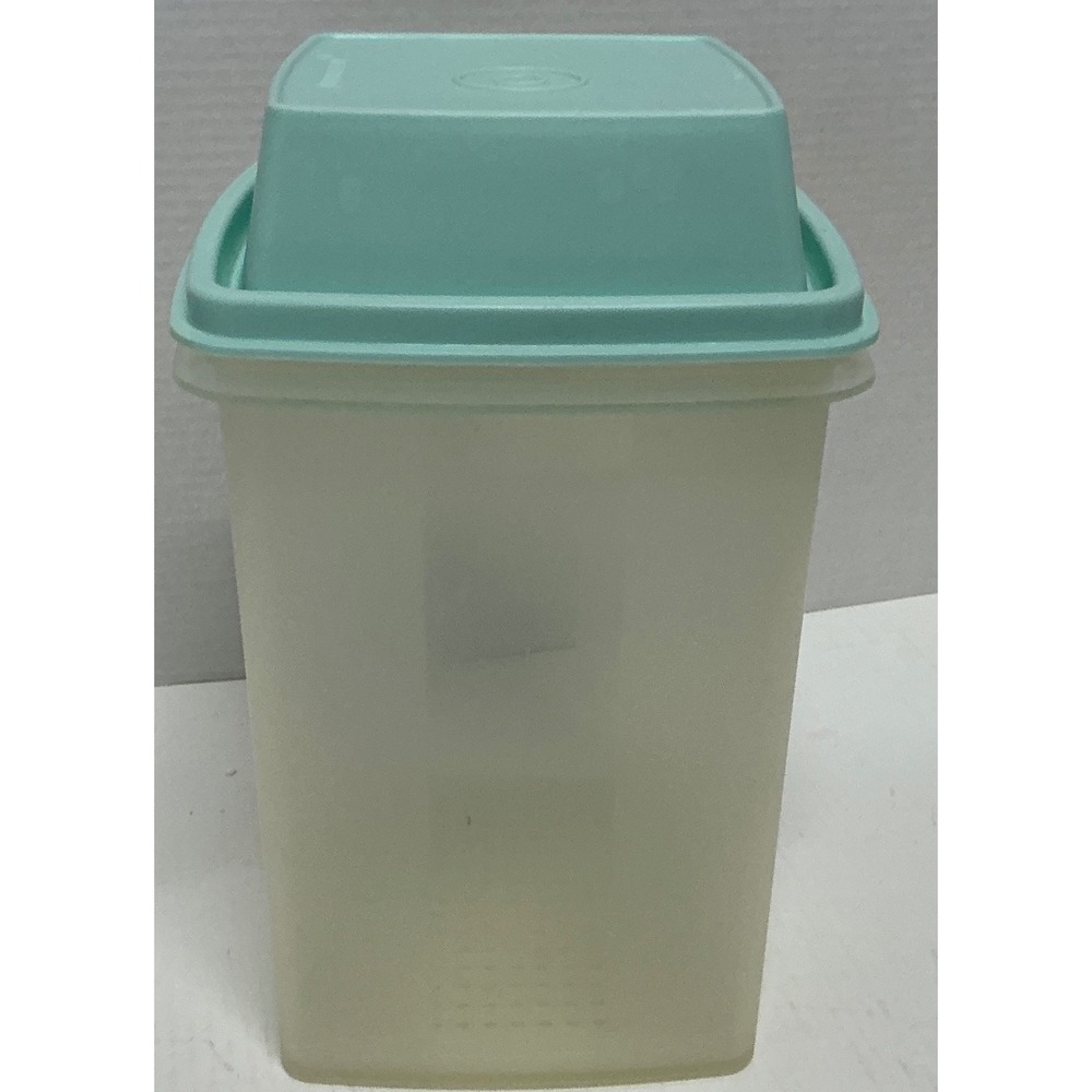 Tupperware Vintage Pickle Lifter Container Teal Lid Strainer Insert Small Square